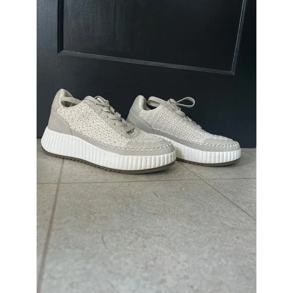 Vince Camuto Dolce Vita Dolen Sneakers Women's 7.5 Sandstone Knit Platform - Picture 2 of 5